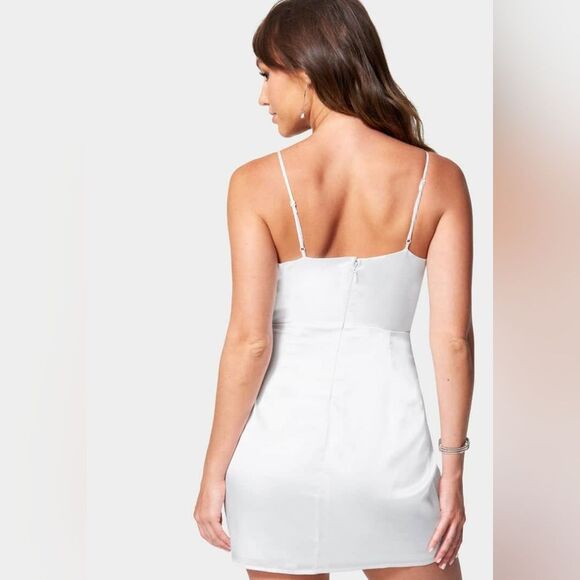 Bebe Aqua Satin Mini Dress - Picture 8 of 9